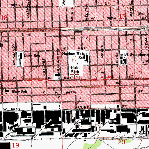 Topographic Map of Hale Park, IL