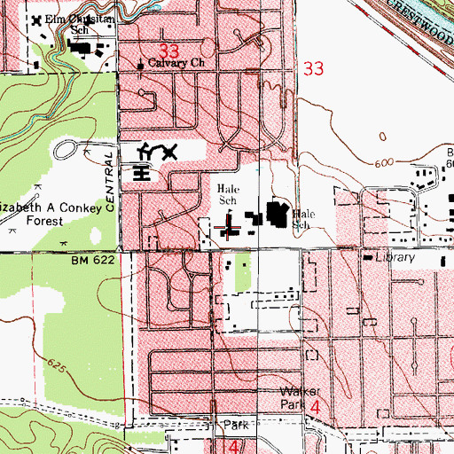 Topographic Map of Nathan Hale Primary School, IL