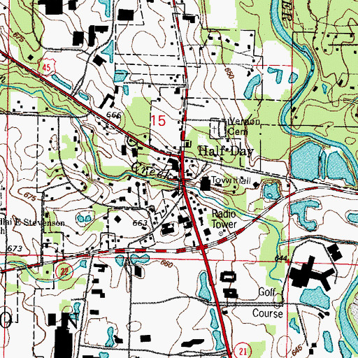 Topographic Map of Half Day, IL