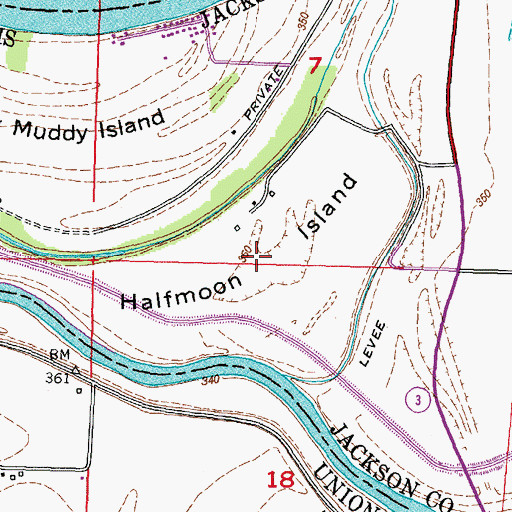 Topographic Map of Halfmoon Island, IL