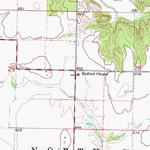 Topographic Map of Halford Chapel, IL