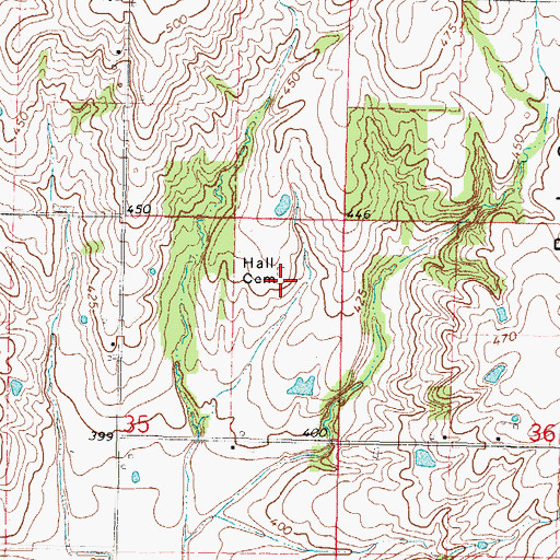 Topographic Map of Hall Cemetery, IL