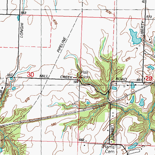 Topographic Map of Hall Family Cemetery, IL