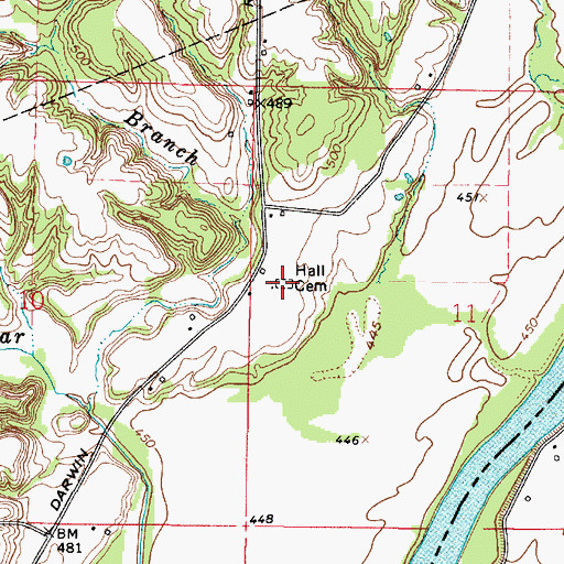 Topographic Map of Hall Cemetery, IL