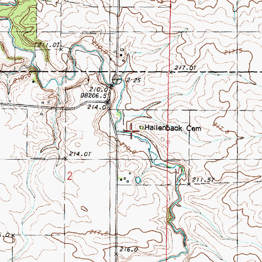 Topographic Map of Hallenback Cemetery, IL