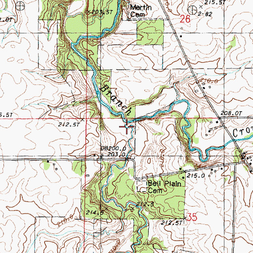 Topographic Map of Hallenback Creek, IL
