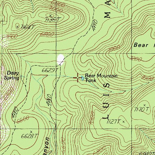 Topographic Map of Bear Mountain Tank, AZ