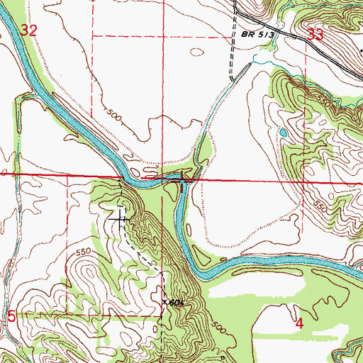 Topographic Map of Halls Branch, IL