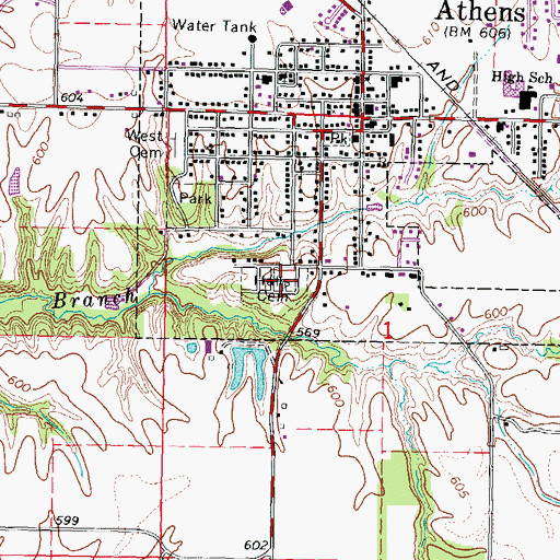 Topographic Map of Joel Hall Cemetery, IL