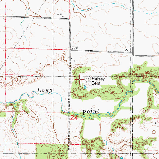 Topographic Map of Halsey Cemetery, IL