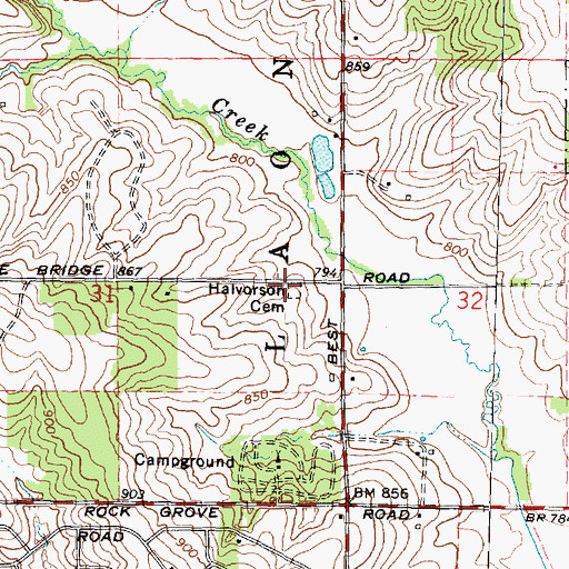 Topographic Map of Halvorson Cemetery, IL