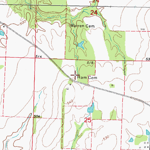 Topographic Map of Hams Grove Cemetery, IL