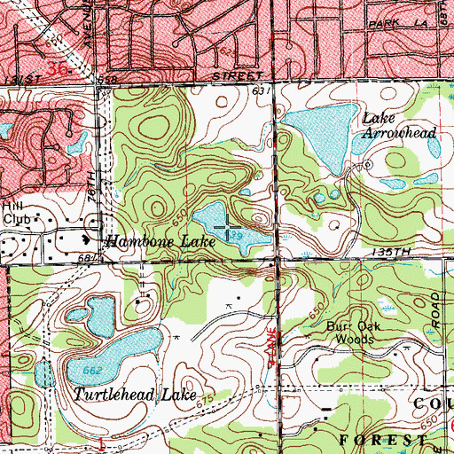 Topographic Map of Hambone Lake, IL
