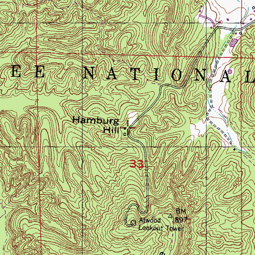 Topographic Map of Hamburg Hill, IL