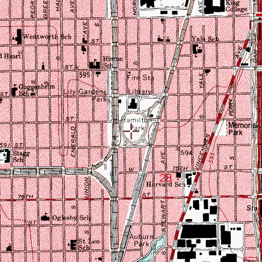 Topographic Map of Hamilton Park, IL