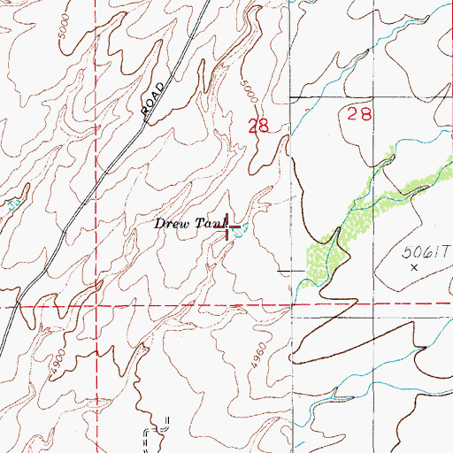 Topographic Map of Drew Tank, AZ