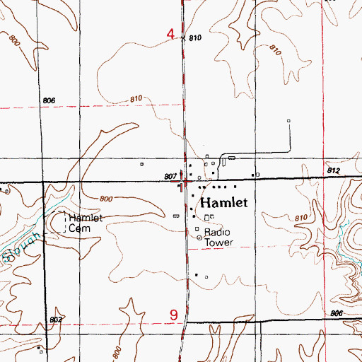 Topographic Map of Hamlet, IL