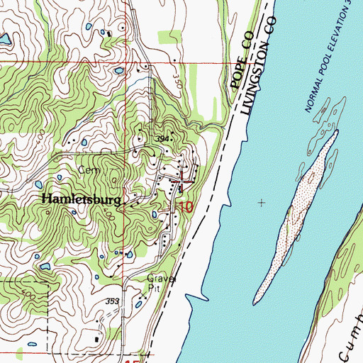 Topographic Map of Hamletsburg, IL