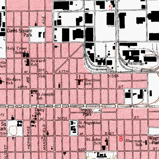 Topographic Map of Hamline Elementary School, IL