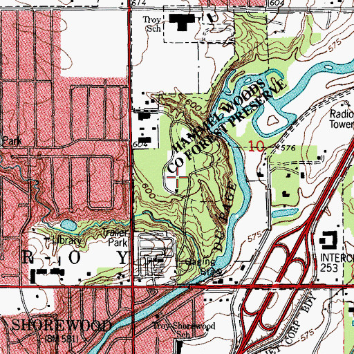 Topographic Map of Hammel Woods, IL