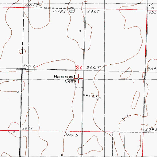 Topographic Map of Hammond Cemetery, IL