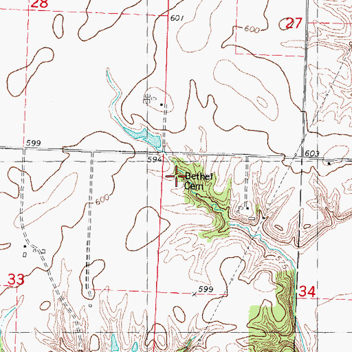Topographic Map of Bethel Cemetery, IL