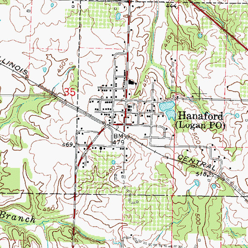 Topographic Map of Logan, IL
