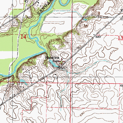 Topographic Map of Haneline Cemetery, IL