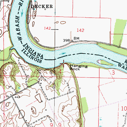 Topographic Map of Hanging Rock, IL