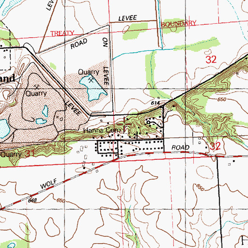 Topographic Map of Hanna Cemetery, IL