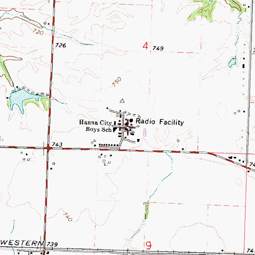 Topographic Map of Hanna City Boys School, IL
