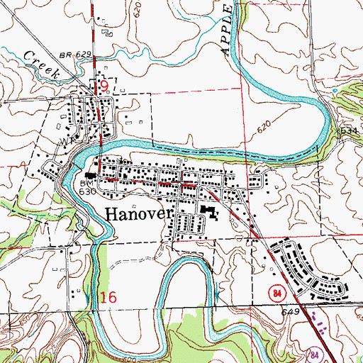 Topographic Map of Hanover, IL