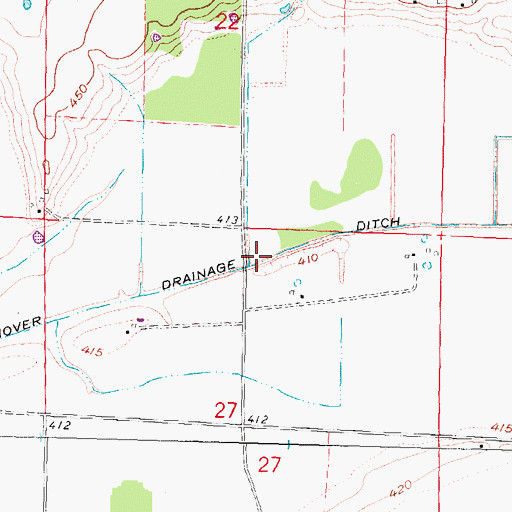 Topographic Map of Hanover Drainage Ditch, IL