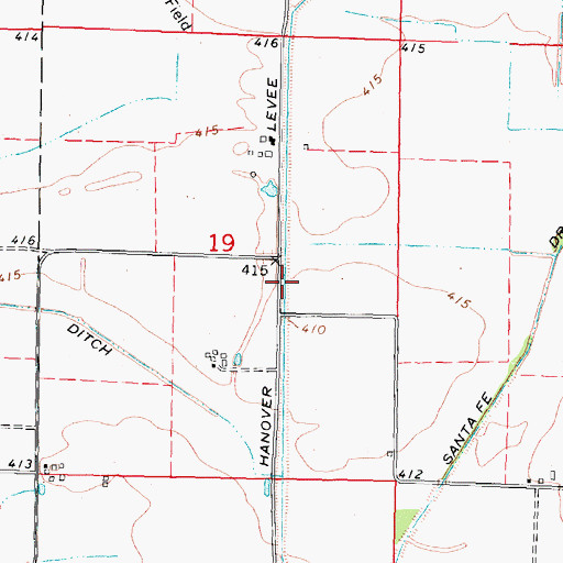Topographic Map of Hanover Levee, IL