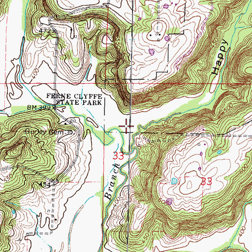 Topographic Map of Happy Hollow, IL
