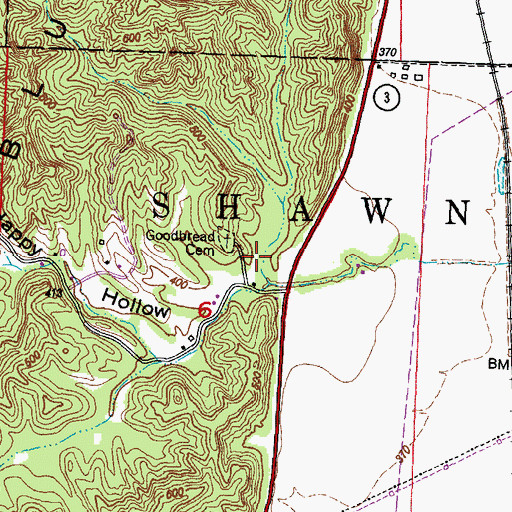 Topographic Map of Happy Hollow, IL
