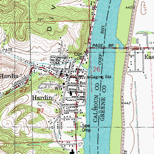 Topographic Map of Hardin, IL