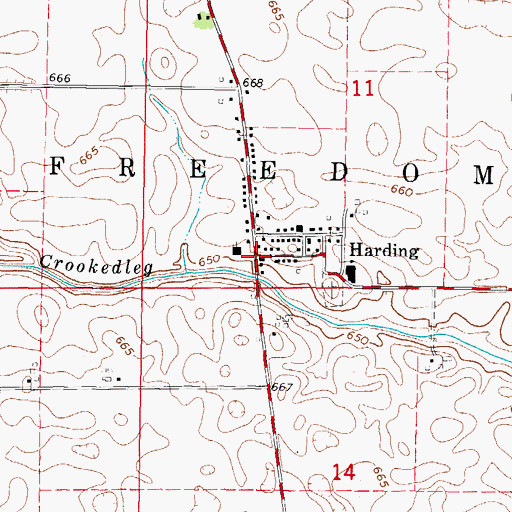 Topographic Map of Harding, IL