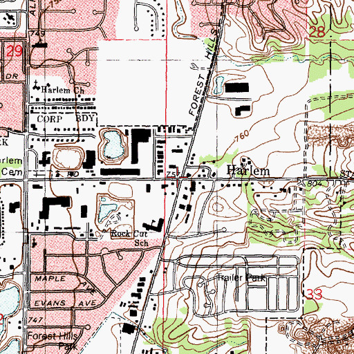 Topographic Map of Harlem, IL