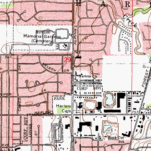 Topographic Map of Harlem Church, IL