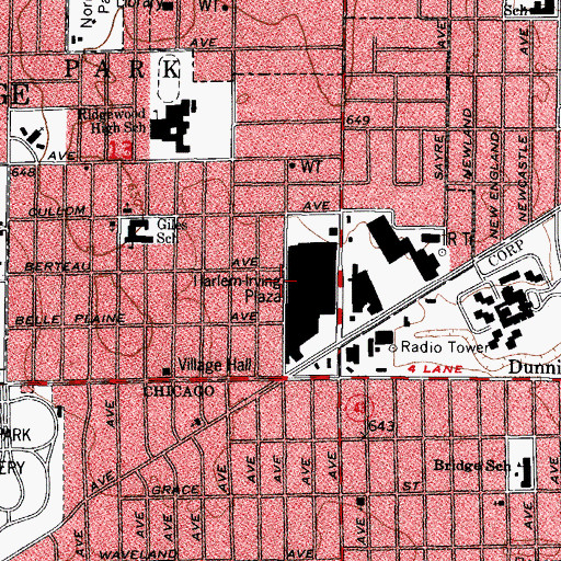 Topographic Map of Harlem-Irving Plaza Shopping Center, IL