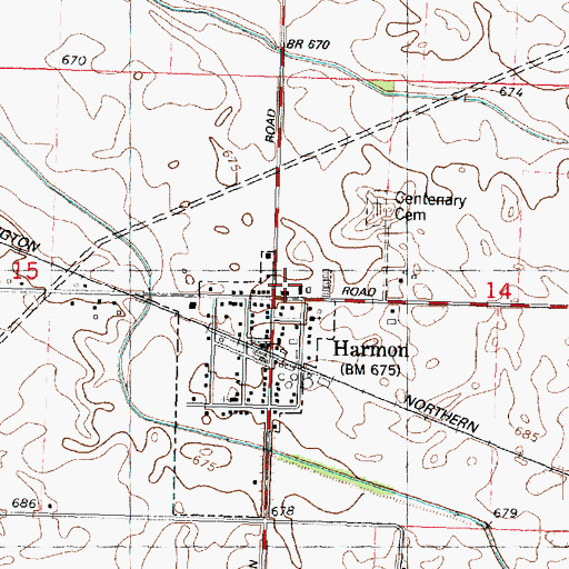 Topographic Map of Harmon, IL