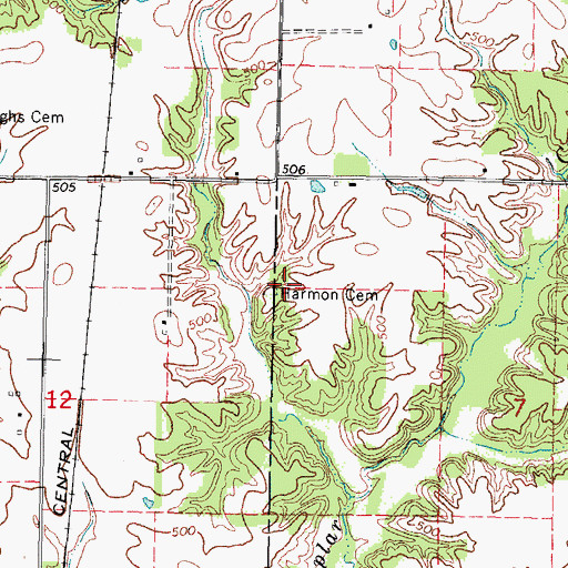 Topographic Map of Harmon Cemetery, IL