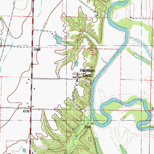 Topographic Map of Harmon Cemetery, IL
