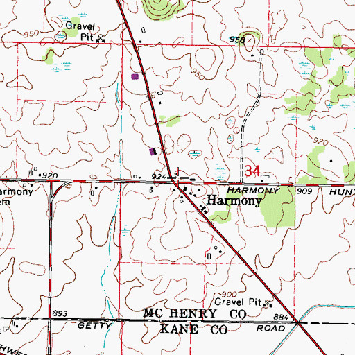 Topographic Map of Harmony, IL