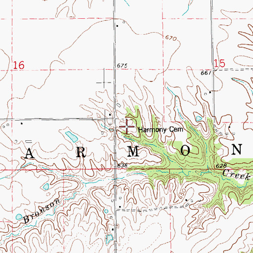 Topographic Map of Harmony Cemetery, IL