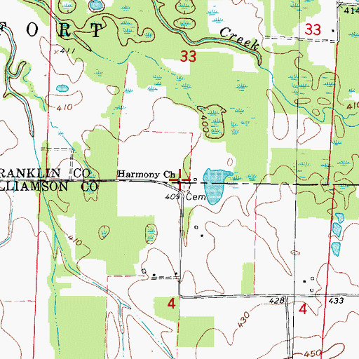 Topographic Map of Harmony Church, IL
