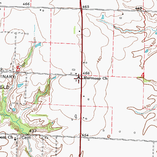 Topographic Map of Harmony Church, IL