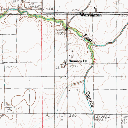 Topographic Map of Harmony Church, IL