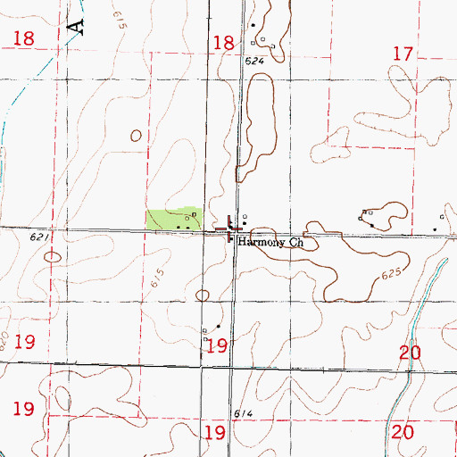 Topographic Map of Harmony Church, IL